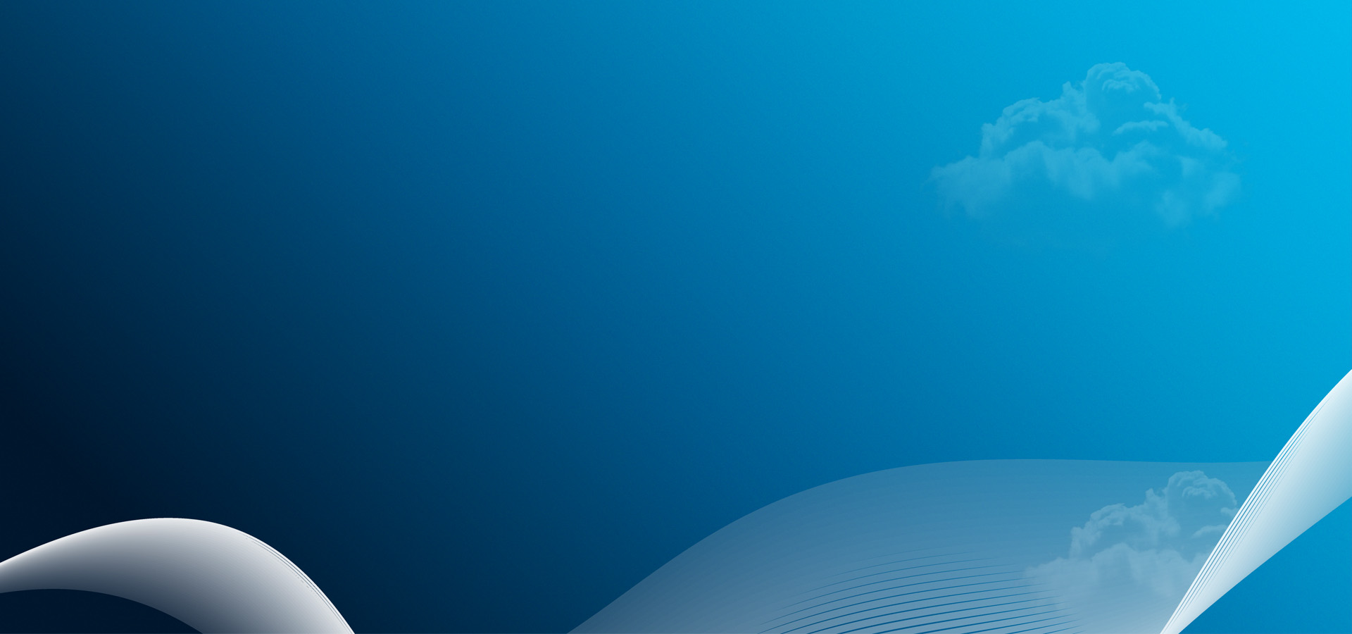 a blue gradient background, with clouds.