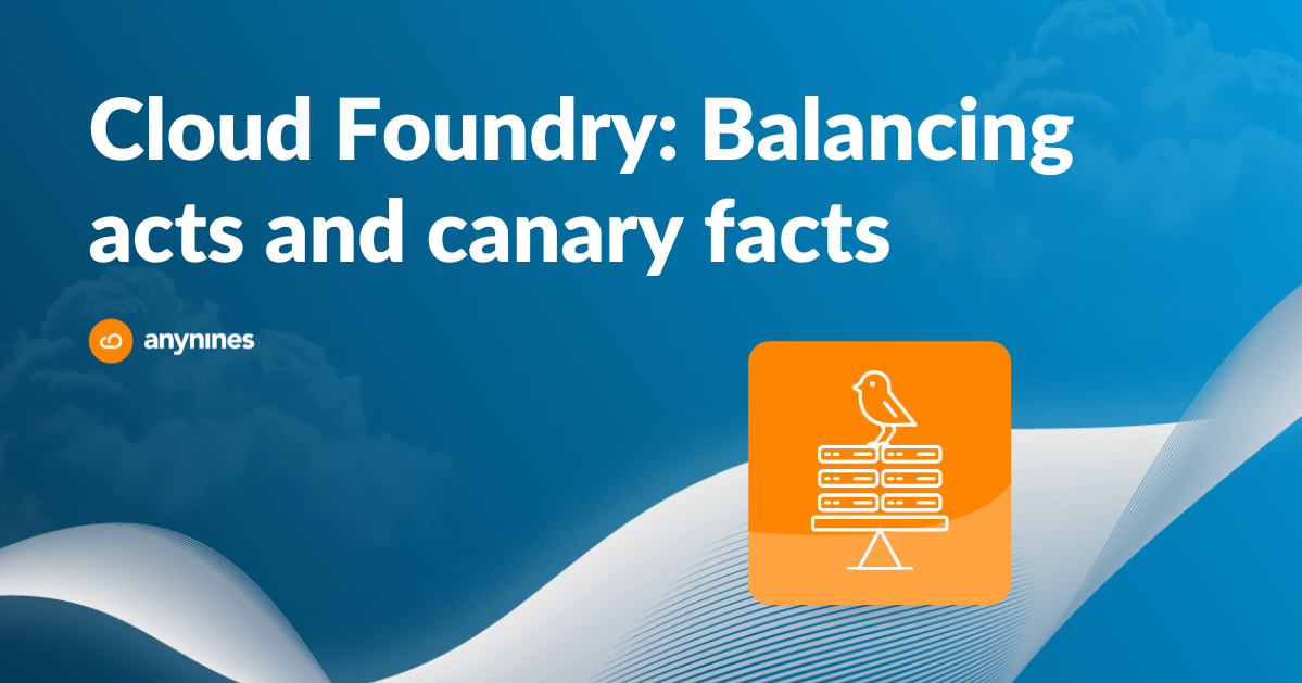 Image depicting Cloud Foundry concepts, focusing on balancing acts and canary deployment strategies in software development.